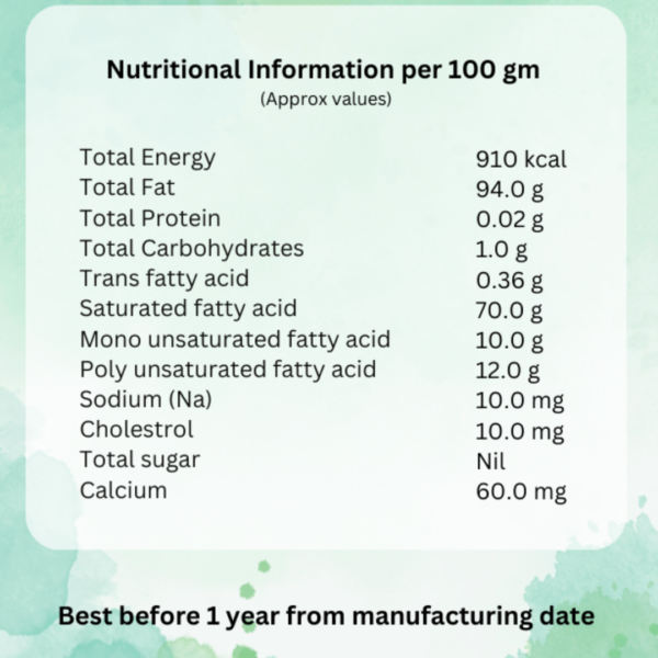 Desi Buffalo A2 Ghee nutritional value