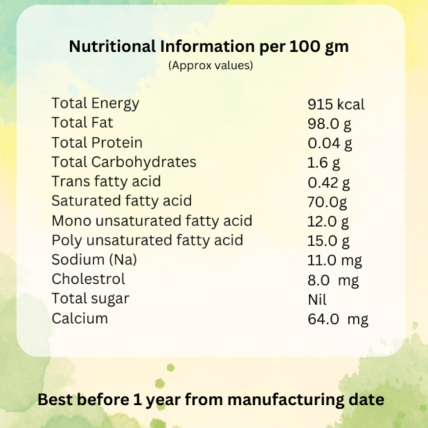 Desi Cow A2 Ghee nutritional value